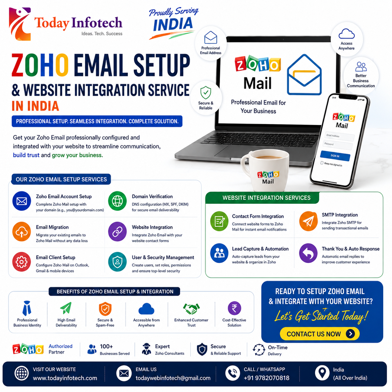 Zoho Email Setup & Website Integration Service in India